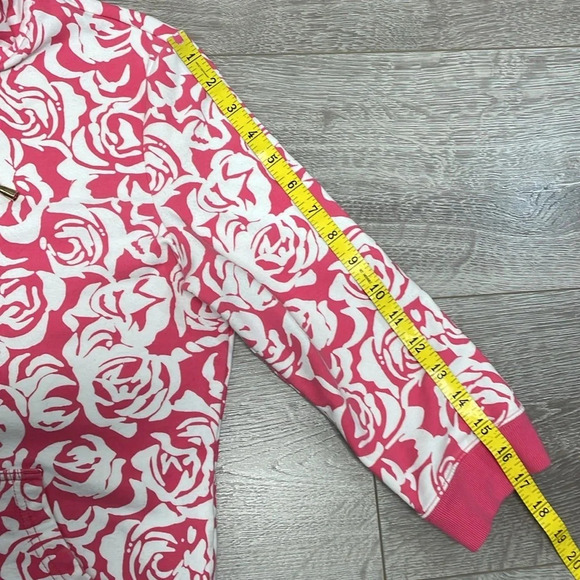 Tommy Hilfiger Pink White Floral Roses 3/4 Sleeve Full Zip Hoodie M - Picture 6 of 16